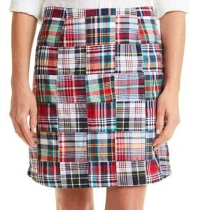 Castaway Nantucket Ali Mini Skirt Sconset Patch Madras 100% Cotton Multi Size 2